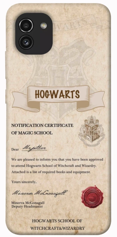 Чехол на Samsung Galaxy A03 The Hogwarts acceptance letter фото 1 из 1