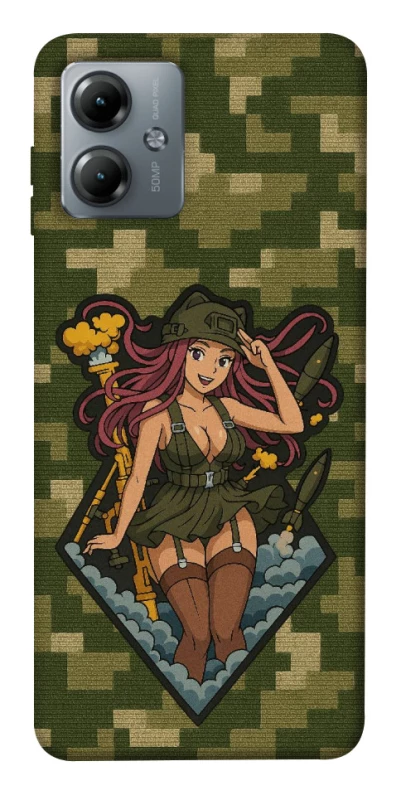 Чохол на Motorola Moto G14 Military Waifu фото 1 з 1