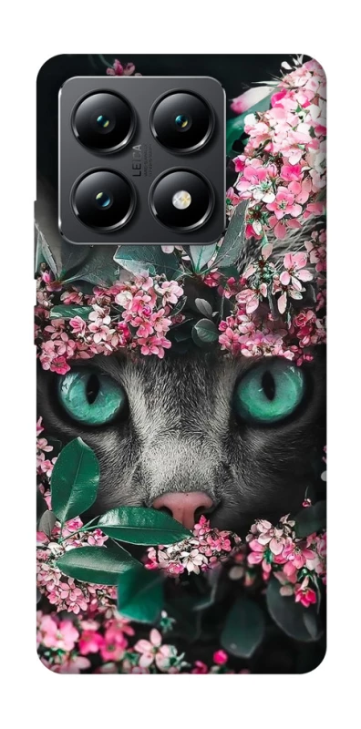 Чохол на Xiaomi 14T Кіт в квітах фото 1 з 1