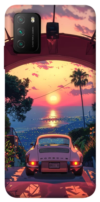 Чехол на Xiaomi Poco M3 Porsche at sunset фото 1 из 1