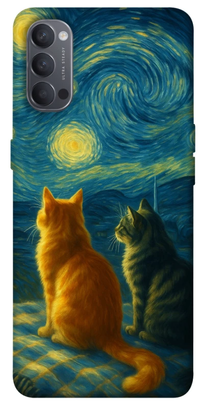 Чохол на Oppo Reno 4 Cats under the stars фото 1 з 1