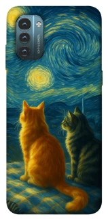 Чехол на Nokia G21 Cats under the stars фото 1 из 1