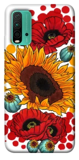 Чехол на Xiaomi Redmi Note 9 4G / Redmi 9 Power Подсолнечники и маки фото 1 из 1