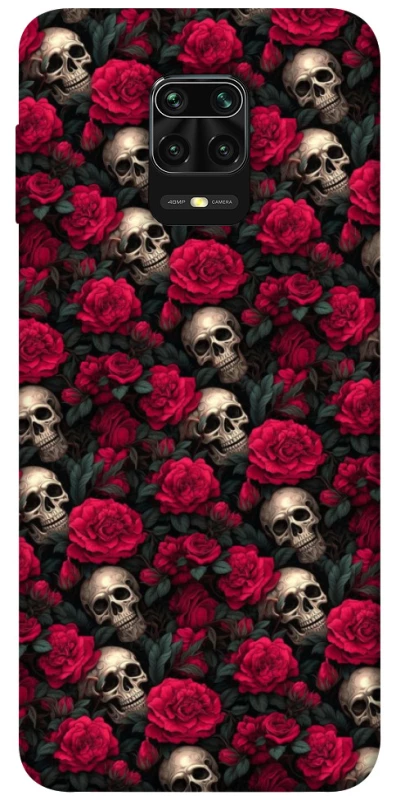 Чехол на Xiaomi Redmi Note 9s / Note 9 Pro / Note 9 Pro Max Черепа и розы фото 1 из 1