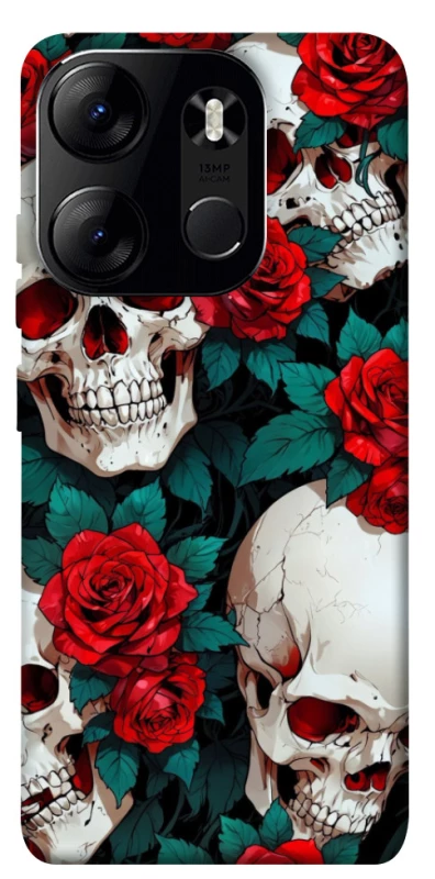 Чохол на Tecno Spark Go 2023 skull and rose фото 1 з 1