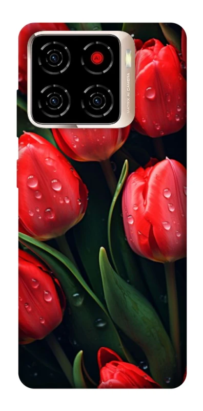 Чехол на ZTE Blade A56 Красные тюльпаны фото 1 из 1