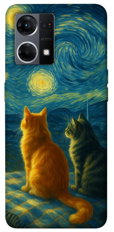 Чохол на Oppo Reno 7 4G Cats under the stars фото 1 з 1