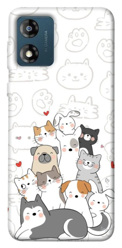 Чехол на Motorola Moto E13 Funny Pets фото 1 из 1