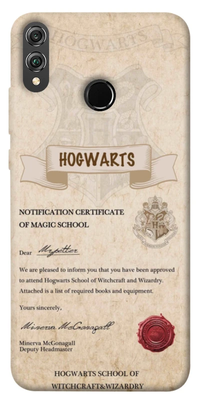 Чехол на Huawei Honor 8X The Hogwarts acceptance letter фото 1 из 1