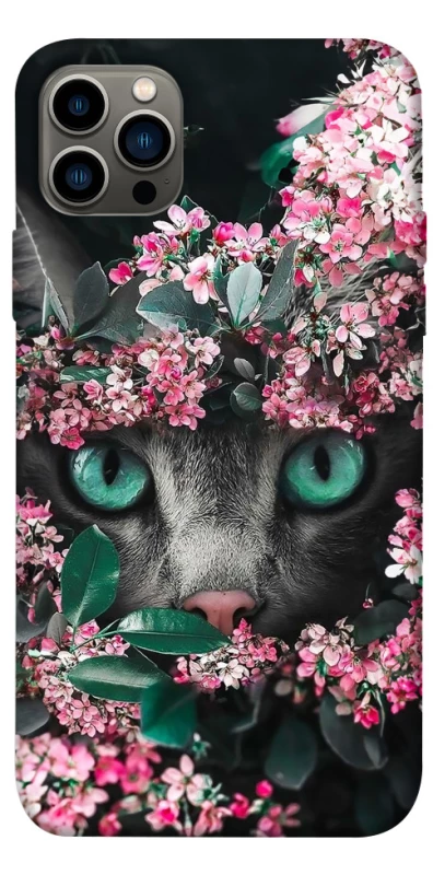 Чехол на Apple iPhone 12 Pro (6.1") Кот в цветах фото 1 из 1