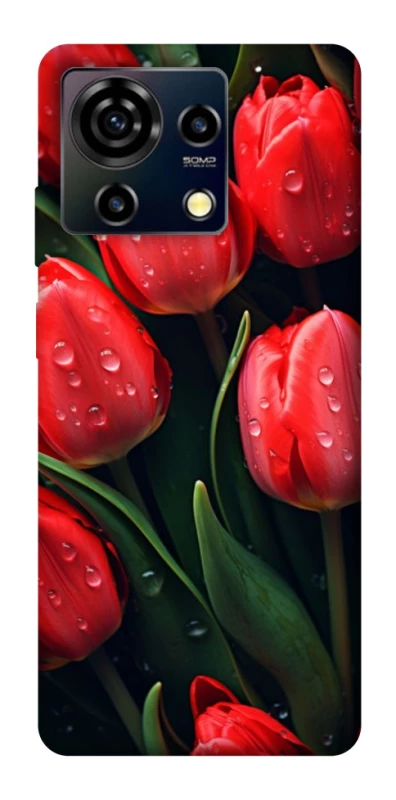 Чехол на ZTE Blade V50 Vita Красные тюльпаны фото 1 Чехол на ZTE Blade V50 Vita Красные тюльпаны фото 1 из 1