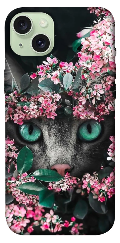 Чохол на Apple iPhone 15 Plus (6.7") Кіт в квітах фото 1 з 1