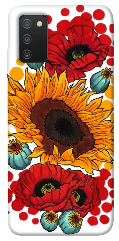 Чохол на Samsung Galaxy A03s Соняшники та маки фото 1 з 1