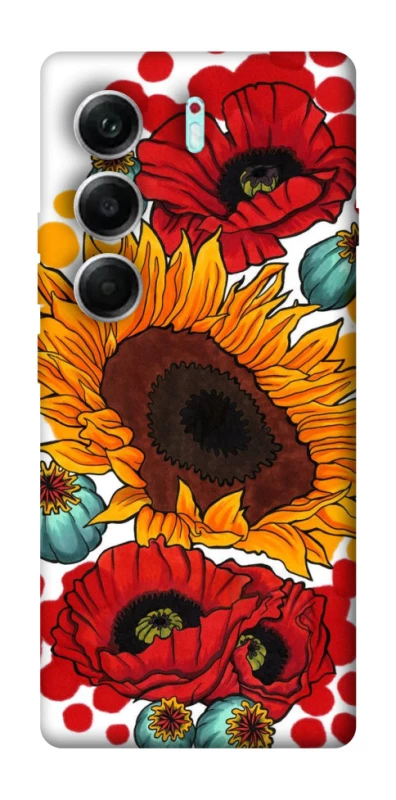 Чохол на Tecno Camon 40 Pro Соняшники та маки фото 1 з 1