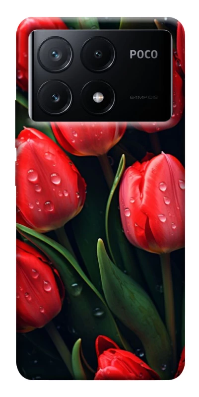 Чохол на Xiaomi Poco X6 Червоні тюльпани фото 1 з 1