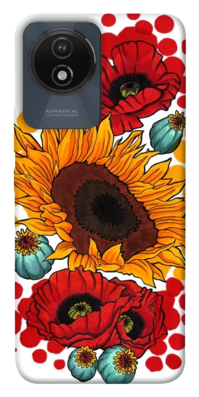 Чохол на Vivo Y02 Соняшники та маки фото 1 з 1