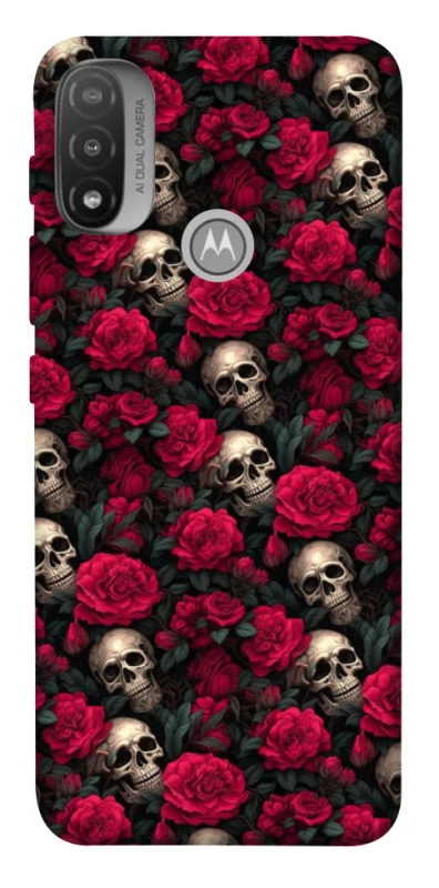 Чохол на Motorola Moto E20 Черепа та рози фото 1 з 1