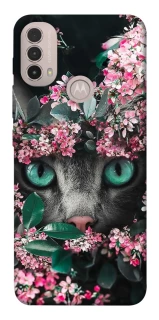 Чехол на Motorola Moto E40 Кот в цветах фото 1 из 1