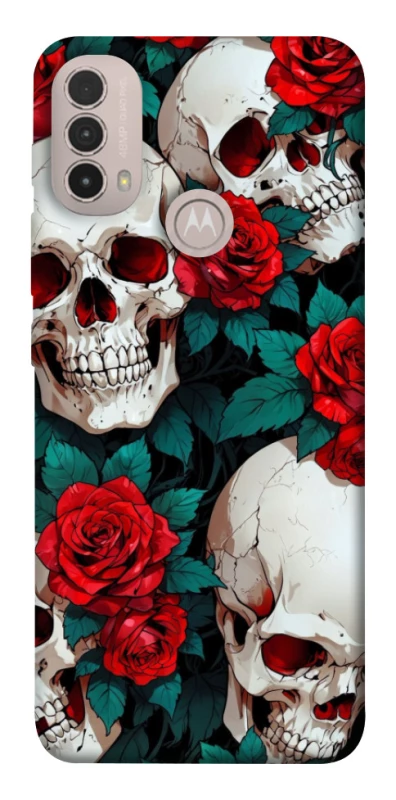 Чехол на Motorola Moto E40 skull and rose фото 1 из 1