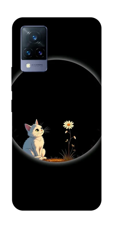 Чохол на Vivo V21 Cat and flower фото 1 з 1