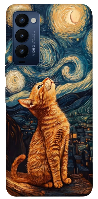 Чехол на TECNO Camon 18 van gogh cat фото 1 из 1
