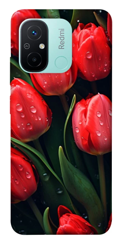 Чохол на Xiaomi Redmi 12C / Poco C55 Червоні тюльпани фото 1 з 1