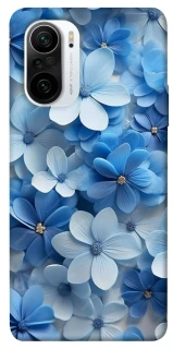 Чехол на Xiaomi Redmi K40 / K40 Pro / K40 Pro+ / Poco F3 Синие цветы фото 1 из 1