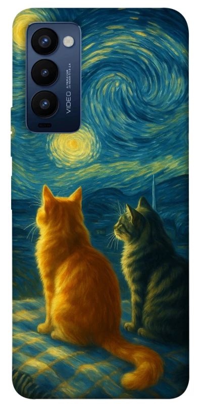 Чехол на TECNO Camon 18 Cats under the stars фото 1 из 1
