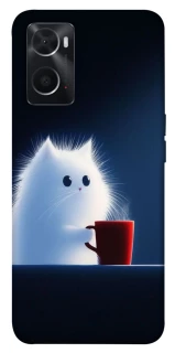 Чехол на Oppo A76 4G Чехол кот с кофе фото 1 из 1