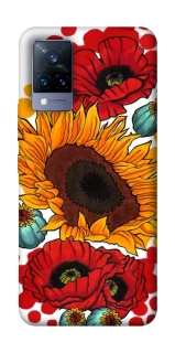 Чехол на Vivo V21 Подсолнечники и маки фото 1 из 1