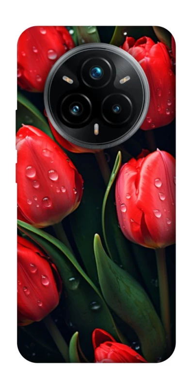 Чехол на Realme 14 Pro+ Красные тюльпаны фото 1 из 1