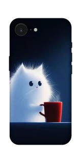 Чехол на Apple iPhone 16e (6.1") Чехол кот с кофе фото 1 из 1