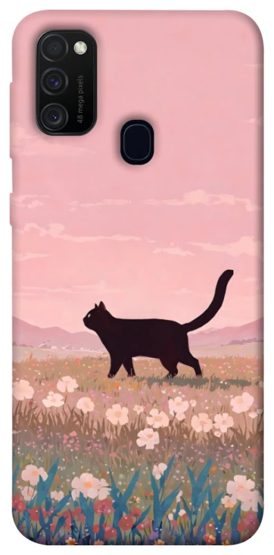 Чехол на Samsung Galaxy M21 cat on a field фото 1 из 1