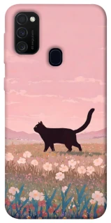 Чехол на Samsung Galaxy M21 cat on a field фото 1 из 1