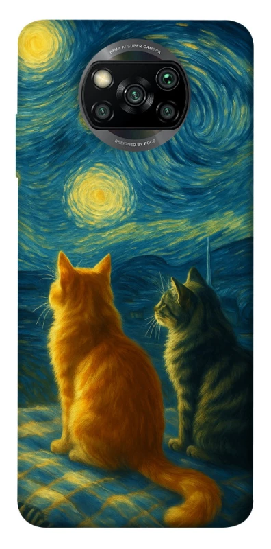 Чехол на Xiaomi Poco X3 NFC / Poco X3 Pro Cats under the stars фото 1 из 1