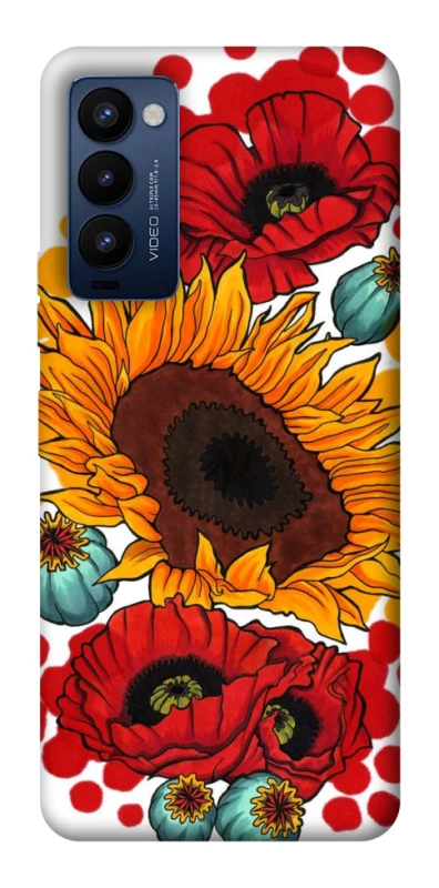Чохол на TECNO Camon 18 Pro Соняшники та маки фото 1 з 1