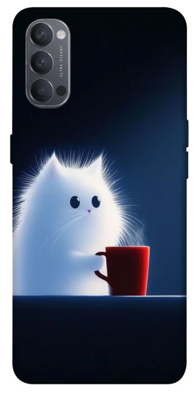 Чохол на Oppo Reno 4 Чохол кіт з кавою фото 1 з 1