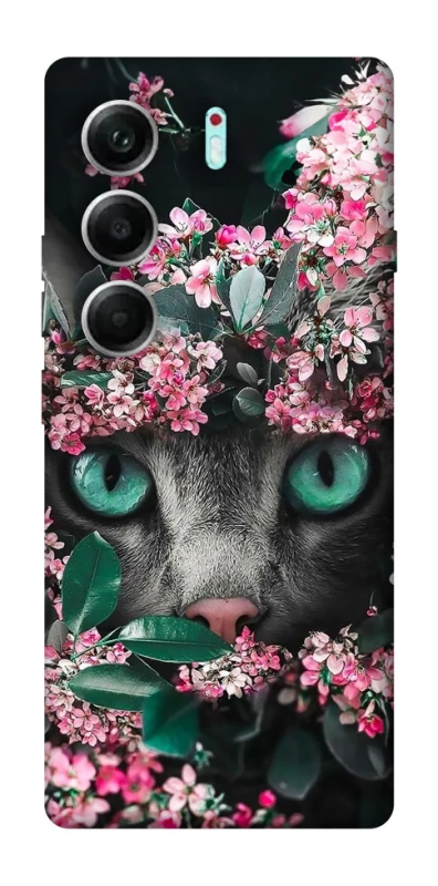 Чохол на Tecno Camon 40 Pro Кіт в квітах фото 1 з 1