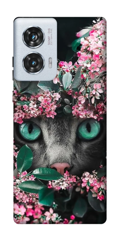 Чохол на Motorola Edge 50 Fusion Кіт в квітах фото 1 з 1