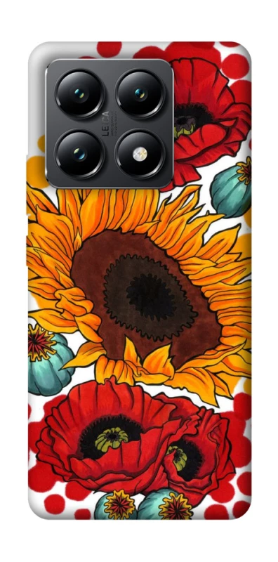 Чехол на Xiaomi 14T Подсолнечники и маки фото 1 из 1