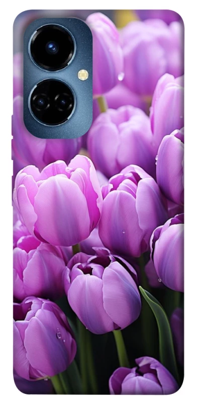 Чехол на TECNO Camon 19 Фиолетовые тюльпаны фото 1 из 1