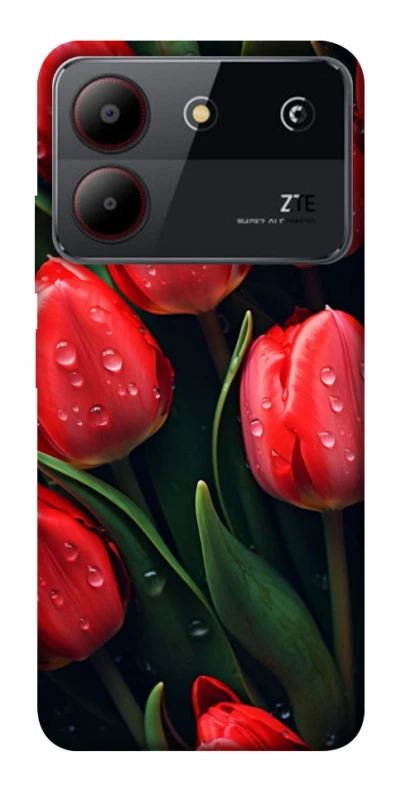 Чохол на ZTE Blade A54 4G Червоні тюльпани фото 1 з 1
