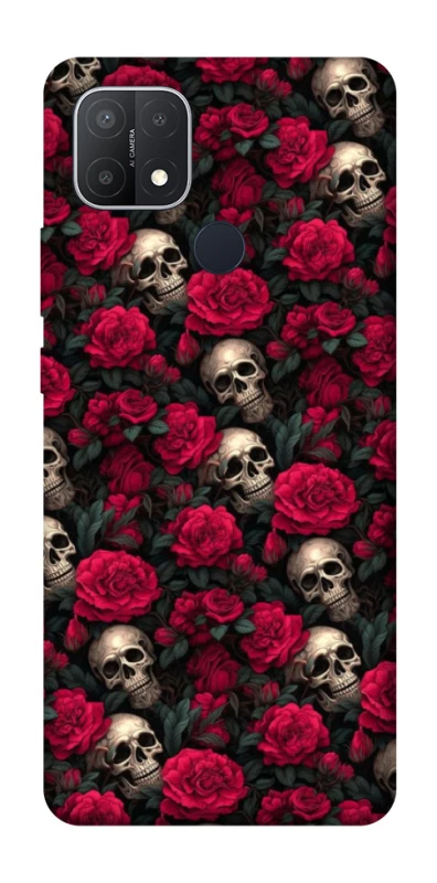 Чохол на Oppo A15s / A15 Черепа та рози фото 1 з 1