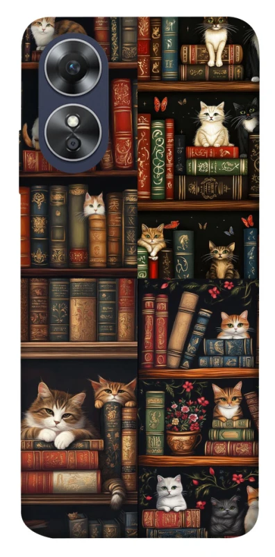 Чохол на Oppo A17 Cats & Books фото 1 з 1