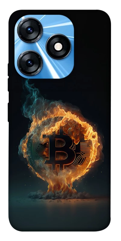 Чехол на TECNO Spark 10 Fire Bitcoin фото 1 из 1