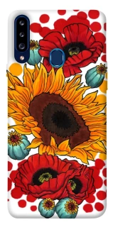 Чехол на Samsung Galaxy A20s Подсолнечники и маки фото 1 из 1