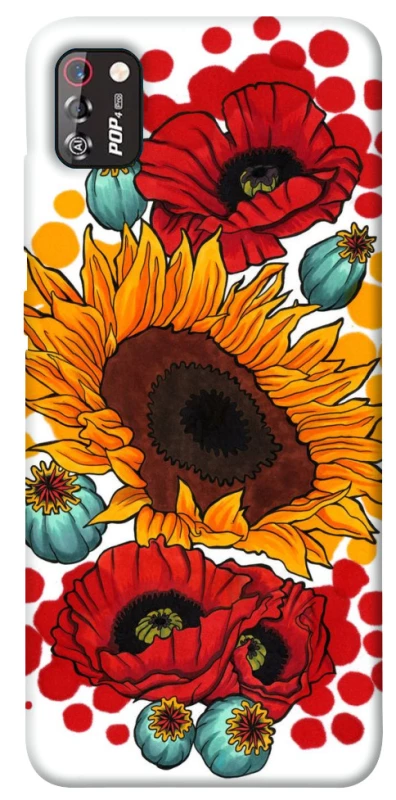 Чохол на TECNO POP 4 Pro Соняшники та маки фото 1 з 1