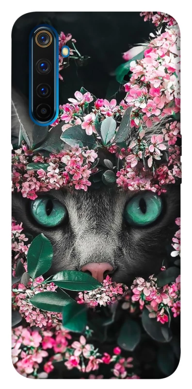 Чохол на Realme 6 Pro Кіт в квітах фото 1 з 1