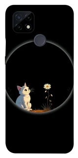 Чехол на Realme C21 Cat and flower фото 1 из 1