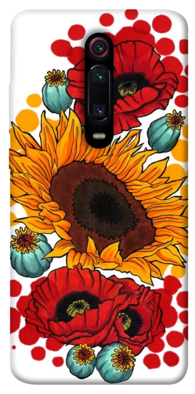 Чехол на Xiaomi Redmi K20 / K20 Pro / Mi9T / Mi9T Pro Подсолнечники и маки фото 1 из 1